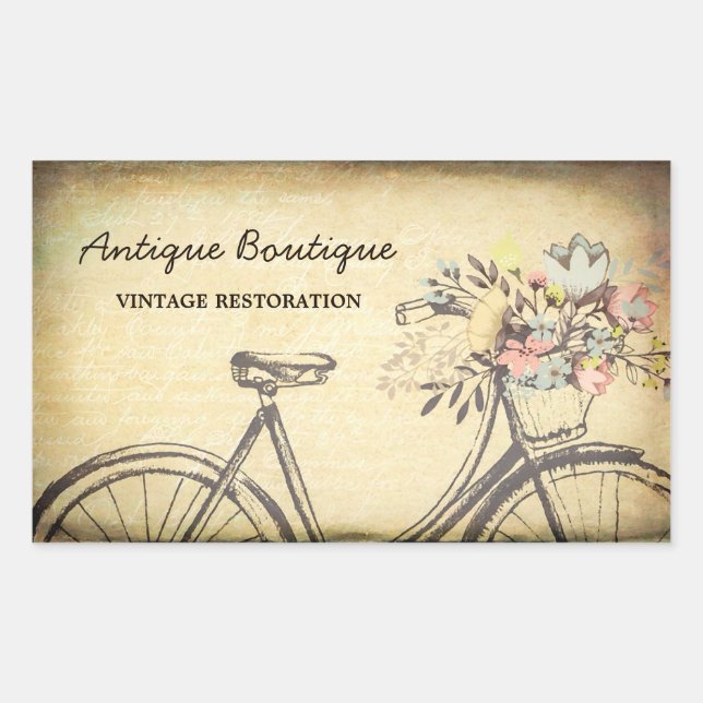 Adesivo Retangular Lojinha de Bicicletas Antigas Vintage (Frente)