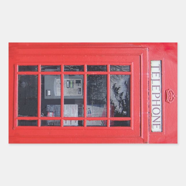 Adesivo Retangular London Red Telephone Box (Frente)
