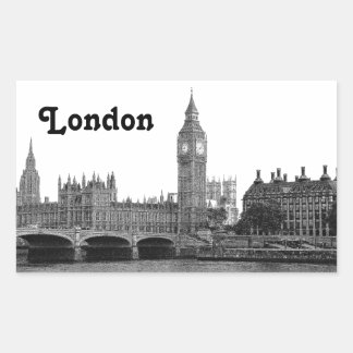Adesivo Retangular Londres Inglaterra - Skyline Etch