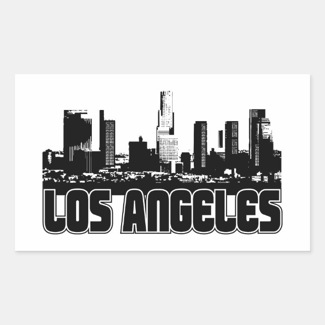 Adesivo Retangular Los Angeles Skyline (Frente)