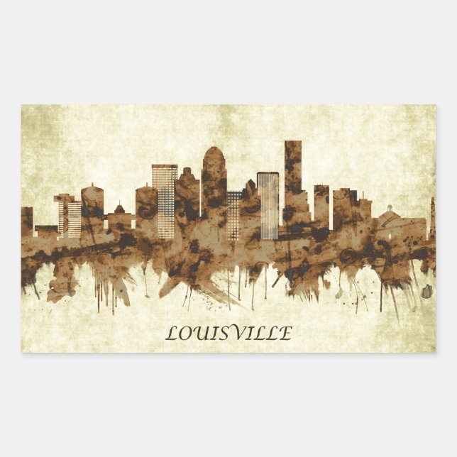 Adesivo Retangular Louisville Kentucky Cityscape (Frente)