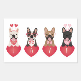 Adesivo Retangular Love Namorados French Buldog