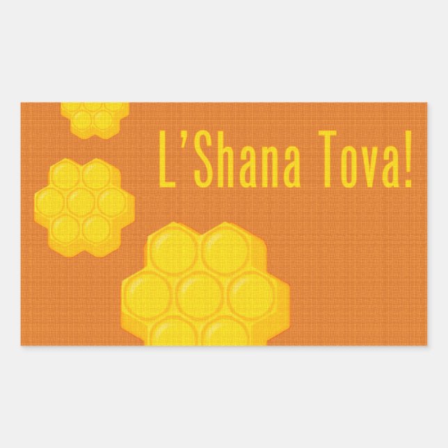 Adesivo Retangular L'Shana Tova Honeycombs (Frente)