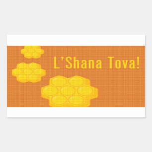 Adesivo Retangular L'Shana Tova Honeycombs