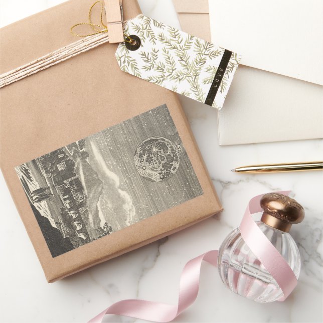 Adesivo Retangular Lua antiga do renascimento por Allain Mallet (Presentear)