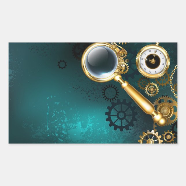 Adesivo Retangular Lupa no estilo Steampunk (Frente)