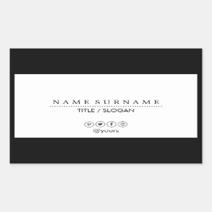 Adesivo Retangular Luxo preto e branco moderno e minimalista simples