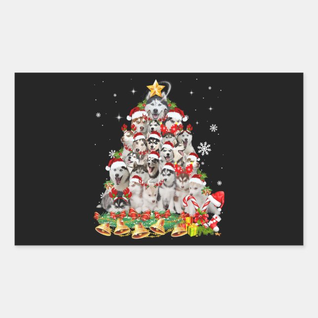 Adesivo Retangular Luzes de árvore de natal siberiana | Natal (Frente)