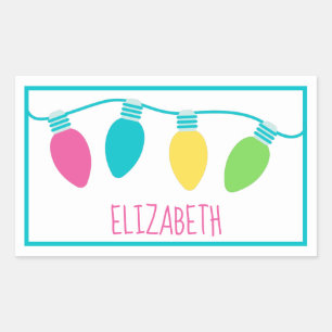 Adesivo Retangular Luzes de Natal Personalizadas Elegantes