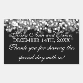 Adesivo Retangular Luzes de Prata Mágica de Marca de Casamento