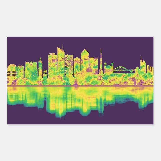 Adesivo Retangular Lyon França Skyline (Frente)