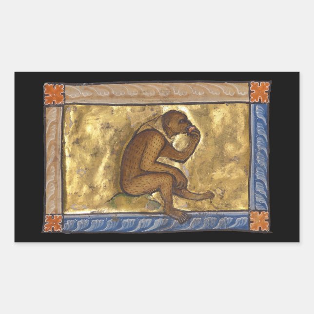 Adesivo Retangular Macaco Bestiário Medieval c. 1270 (Frente)