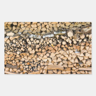 Adesivo Retangular Madeira cortada numa pilha retangular