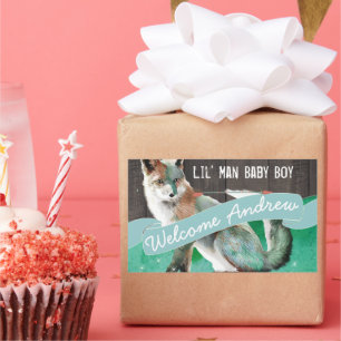 Adesivo Retangular Madeira de Fox Barn com Cor de Água Personalizada