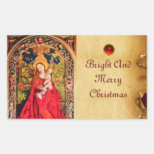 ADESIVO RETANGULAR MADONNA DO PERGAMINHO DO BOWER DO ROSA