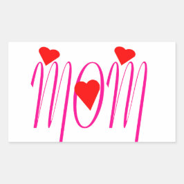 Adesivo Retangular Mãe com Corações Vermelhos