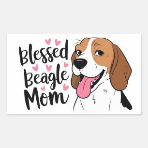 Adesivo Retangular Mãe de Beagle Fofa, Mãe Peluda, Desenho de Cachorr