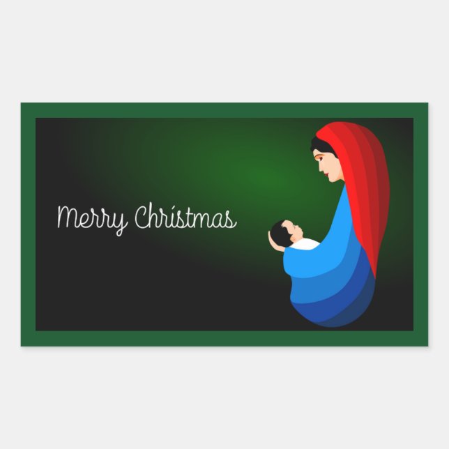 ADESIVO RETANGULAR MÃE E CRIANÇA DE NATAL DE MERCADORIAS (Frente)