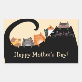 Adesivo Retangular Mãe e Gatinhos