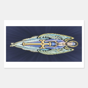 Adesivo Retangular Mãe Mary Guardian Angel Cross Design