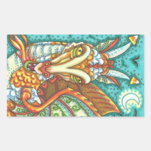 ADESIVO RETANGULAR MAGIC CANDY CORN DRAGON, HALLOWEEN FANTASY