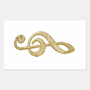 Adesivo Retangular Magnífico bar de ouro brilhante treble clef