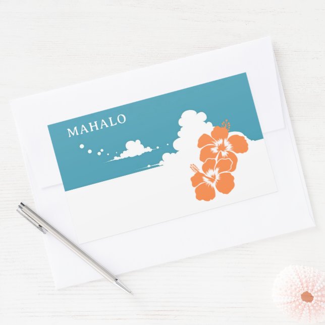 Adesivo Retangular MAHALO Hibiscus Blue Sky Rectangle (Envelope)