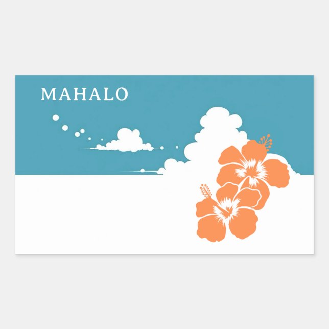 Adesivo Retangular MAHALO Hibiscus Blue Sky Rectangle (Frente)