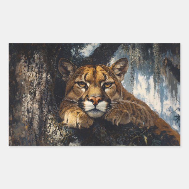Adesivo Retangular Majestic Cougar in Forest (Frente)