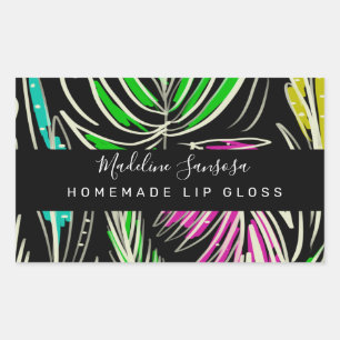 Adesivo Retangular Makeup Lipgloss Bright Jungle Doodles Black