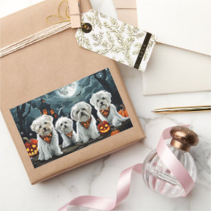 Adesivo Retangular Maltês Halloween Spooky