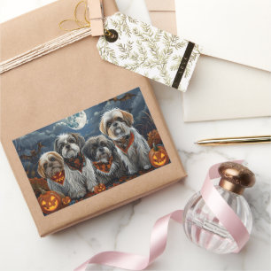 Adesivo Retangular Malti Tzu Halloween Spooky