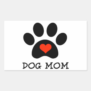 Adesivo Retangular Mamã do cão de Pawprint