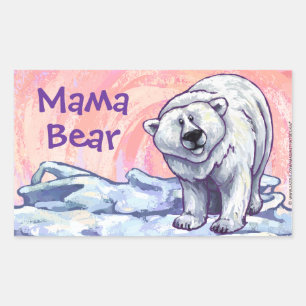 Adesivo Retangular Mama Ursa Polar Stickers