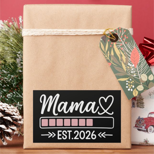 Adesivo Retangular Mamãe está. 2026 Anúncio de Gravidez Mãe (Feriado)