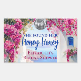 Adesivo Retangular Mamma Mia Grega Disco Ball Blue Azulejos Obrigado