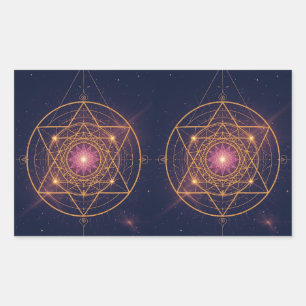 Adesivo Retangular Mandala Luminoso da Harmonia Dourada
