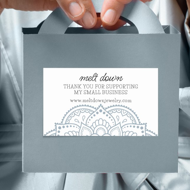 Adesivo Retangular Mandala Moderna Obrigado Pequenas Empresas (Modern Mandala Thank You Small Business Rectangular Sticker)