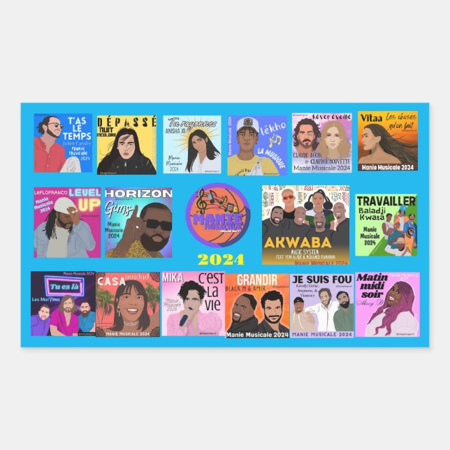 Adesivo Retangular Manie Musicale 2024 - todos os artistas (Frente)