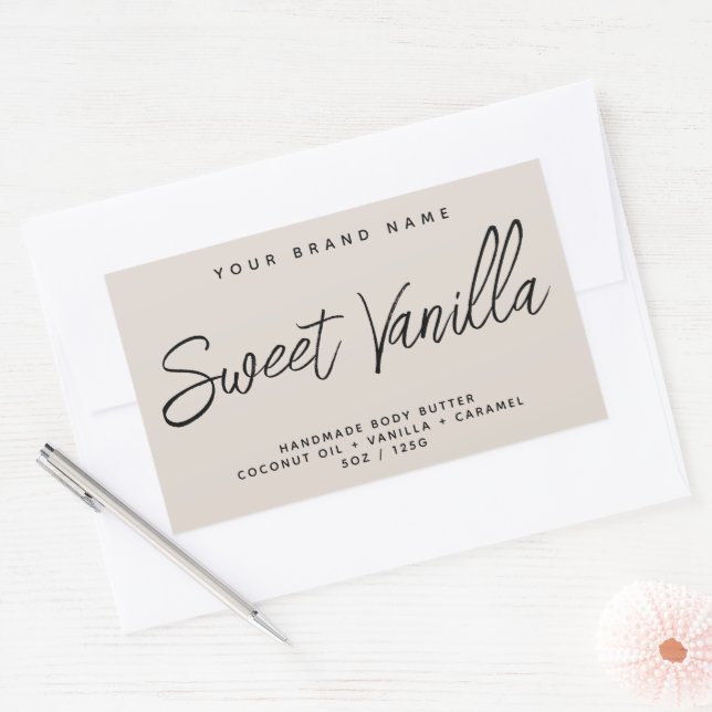 Adesivo Retangular Manteiga corporal moderna simples cosméticos elega (Envelope)