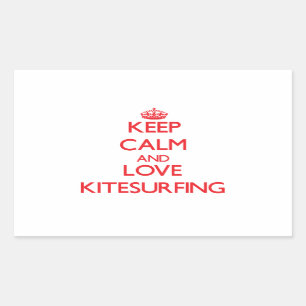 Adesivo Retangular Mantenha a calma e ame Kitesurfing