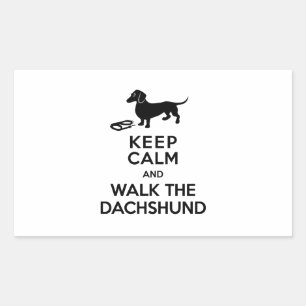 Adesivo Retangular Mantenha a calma e ande o Dachshund - Doxie bonito