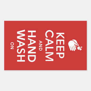 Adesivo Retangular Manter Calma E Lavar A Mão - Lavar A Gripe De Hig