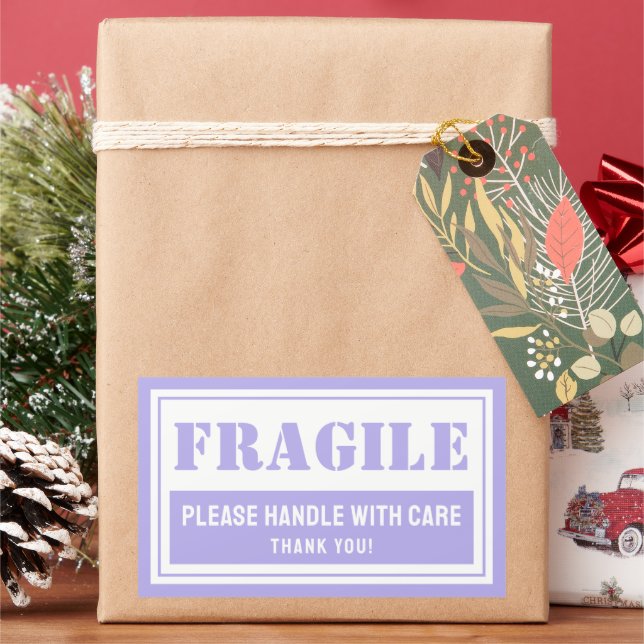 Adesivo Retangular Manuseio Frágil com Correio Cuidadoso e Embalagem (Feriado)