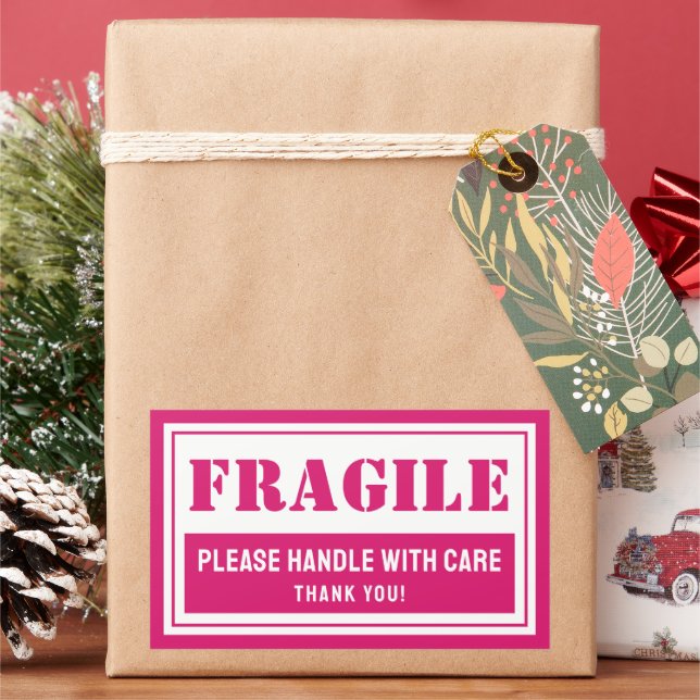 Adesivo Retangular Manuseio Frágil com Correio Cuidadoso e Embalagem (Feriado)