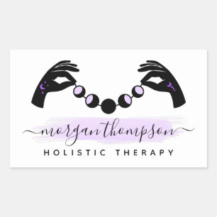 Adesivo Retangular Mãos minimalistas e logotipo Reiki de massagem em 