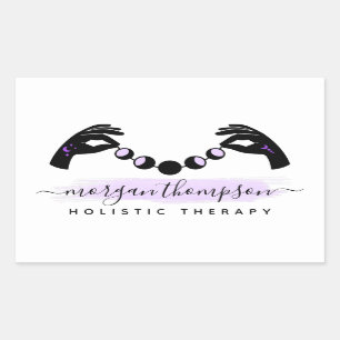 Adesivo Retangular Mãos minimalistas e logotipo Reiki de massagem em