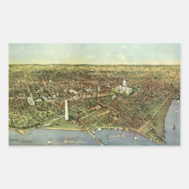 Adesivo Retangular Mapa Antigo com Vista Panorâmica de Washington DC