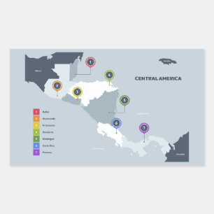 Adesivo Retangular Mapa da América Central