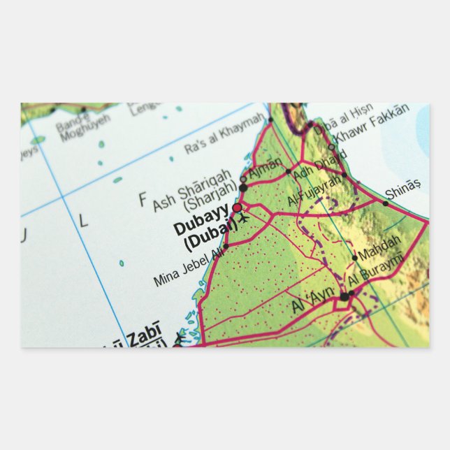 Adesivo Retangular Mapa da Cidade de Dubai (Frente)